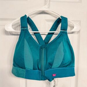 Teal Shefit Sports Bra with Front Zipper, EUC. Size 1 luxe.